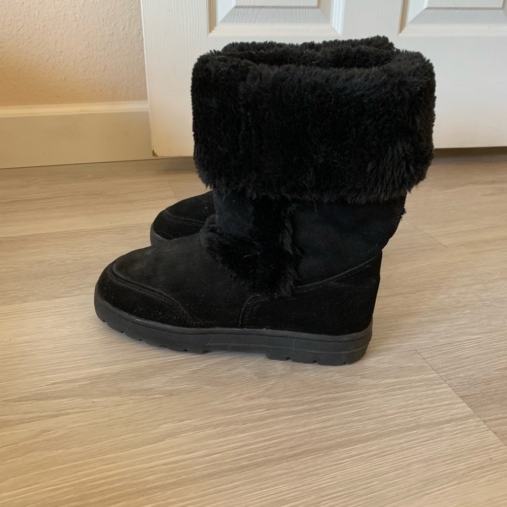 Style&Co fuzzy faux fur ankle boots black